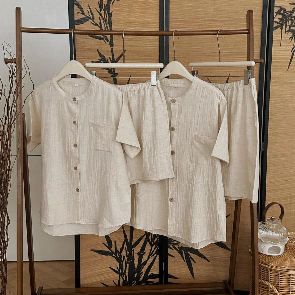 B 门店64&9！棉与麻睡衣套装」巨柔软亲肤无印风情侣家居肤 C22375