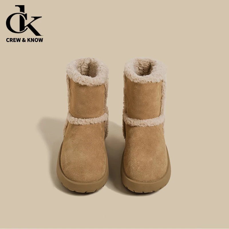 【CREW KNOW官方正品】超保暖！2025冬季勃肯雪地靴女棕色高帮加绒厚