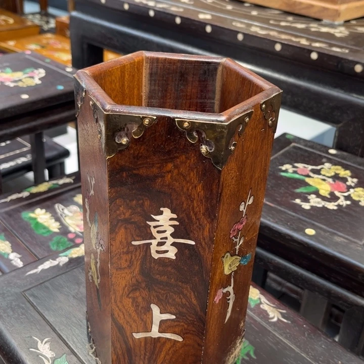 木喜上眉梢笔筒笔筒笔筒