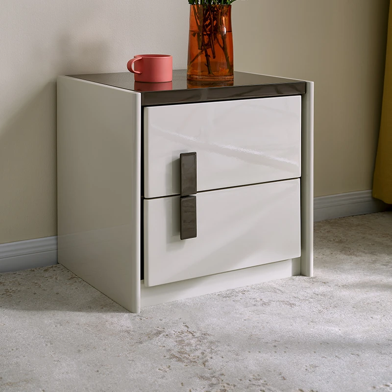 全友家居现代简约床头柜卧室家用双抽可收纳床头储物柜床边收纳柜
