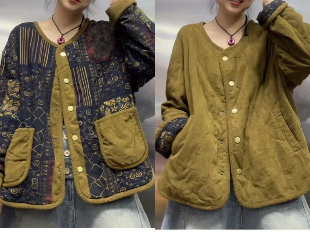 保暖百搭女长袖圆领厚款棉服609856