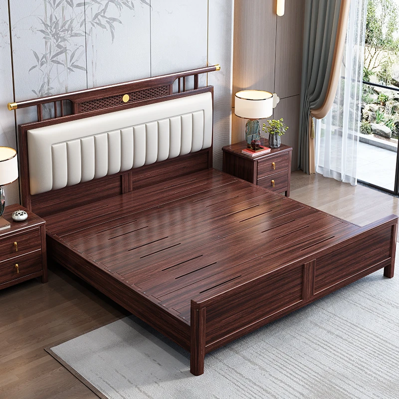 乌金木实木床1.8米新中式双人大床卧室简约高端婚床大床家用主卧