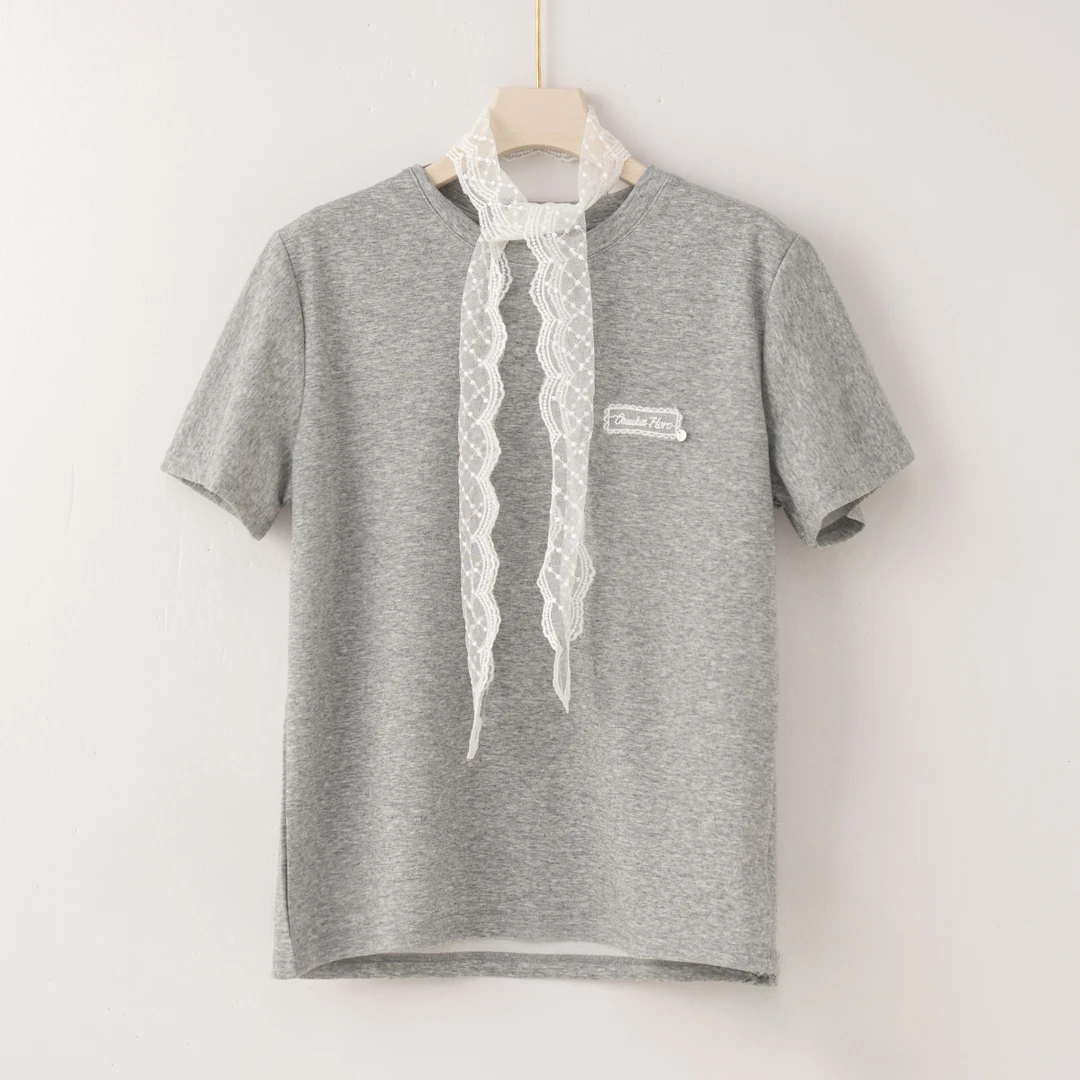 H3025 蕾丝飘带新中式高级感潮撘衬衫