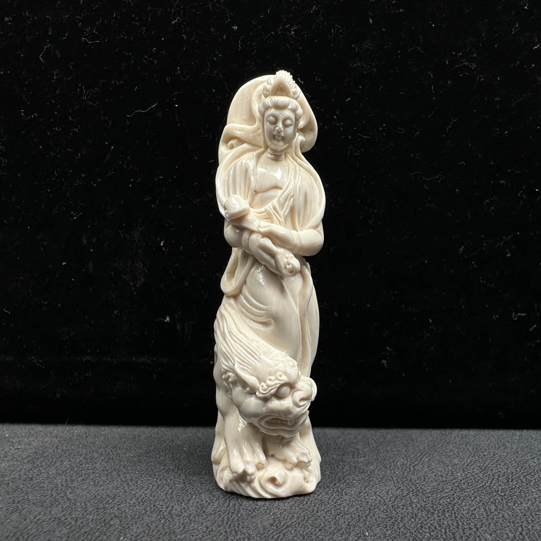 H1050天然猛犸牙 观音菩萨雕刻件17x66x14mm16.8克支持鉴定 假一