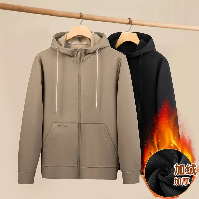 2025秋冬款男士保暖卫衣加肥加大码时尚休闲T恤宽松加厚加绒外套