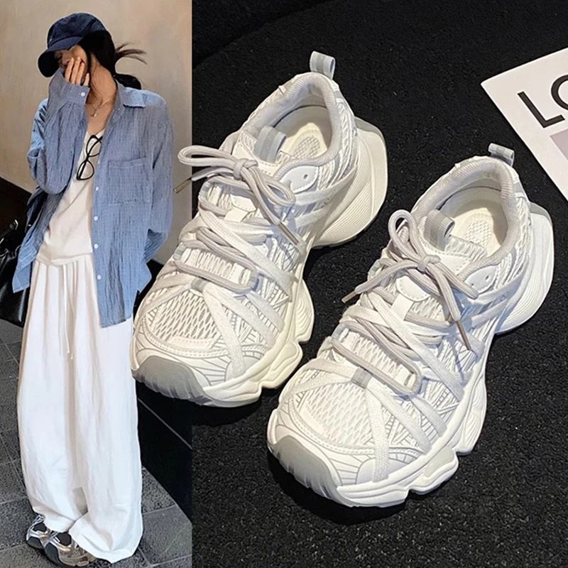 厚底情侣款巴黎老爹鞋潮2025新款秋季透气网面休闲运动跑步鞋女夏