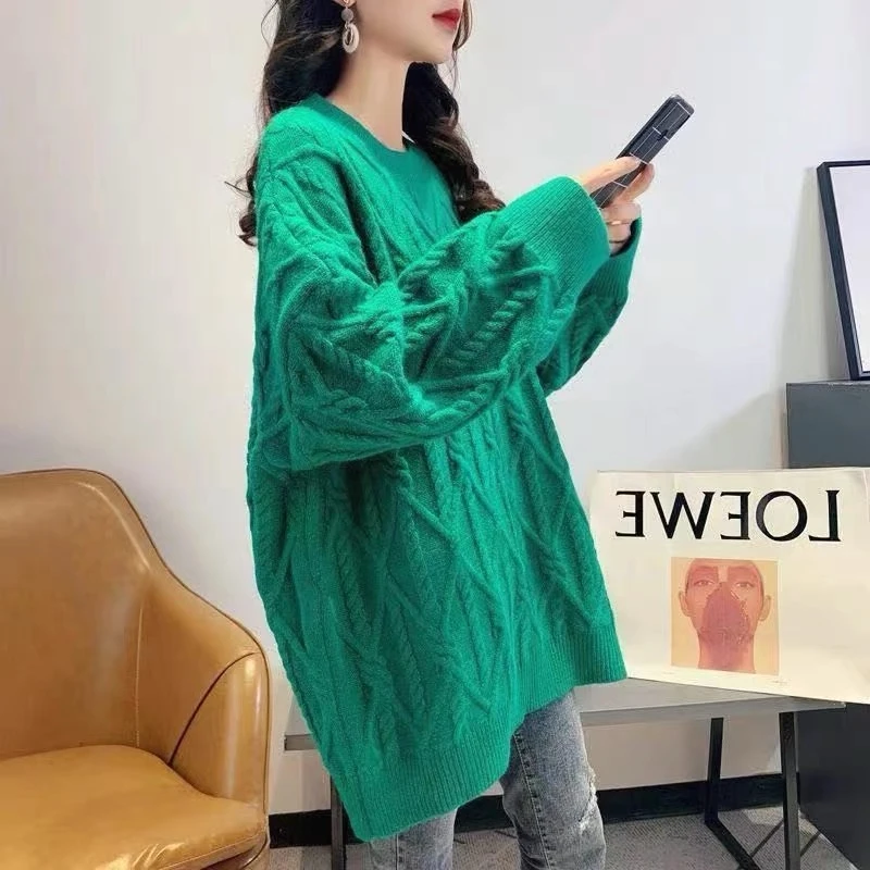 女秋冬季新款韩版宽松慵懒风中长款女学生针织打底衫N018