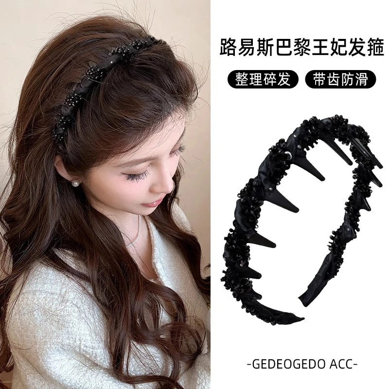 路易斯轻奢水钻波浪发箍女款前额碎发整理神器高颅顶不勒发捆头箍