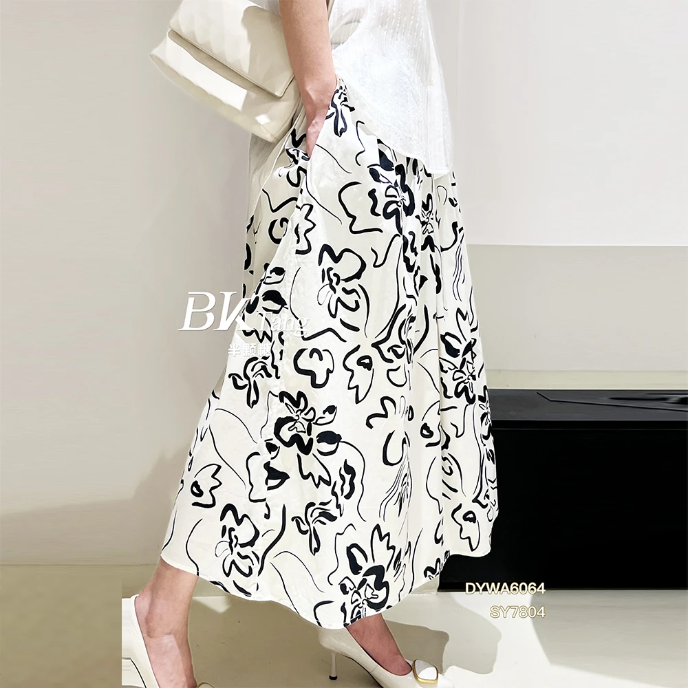 艺术黑白印花A字半裙35C-SY7804