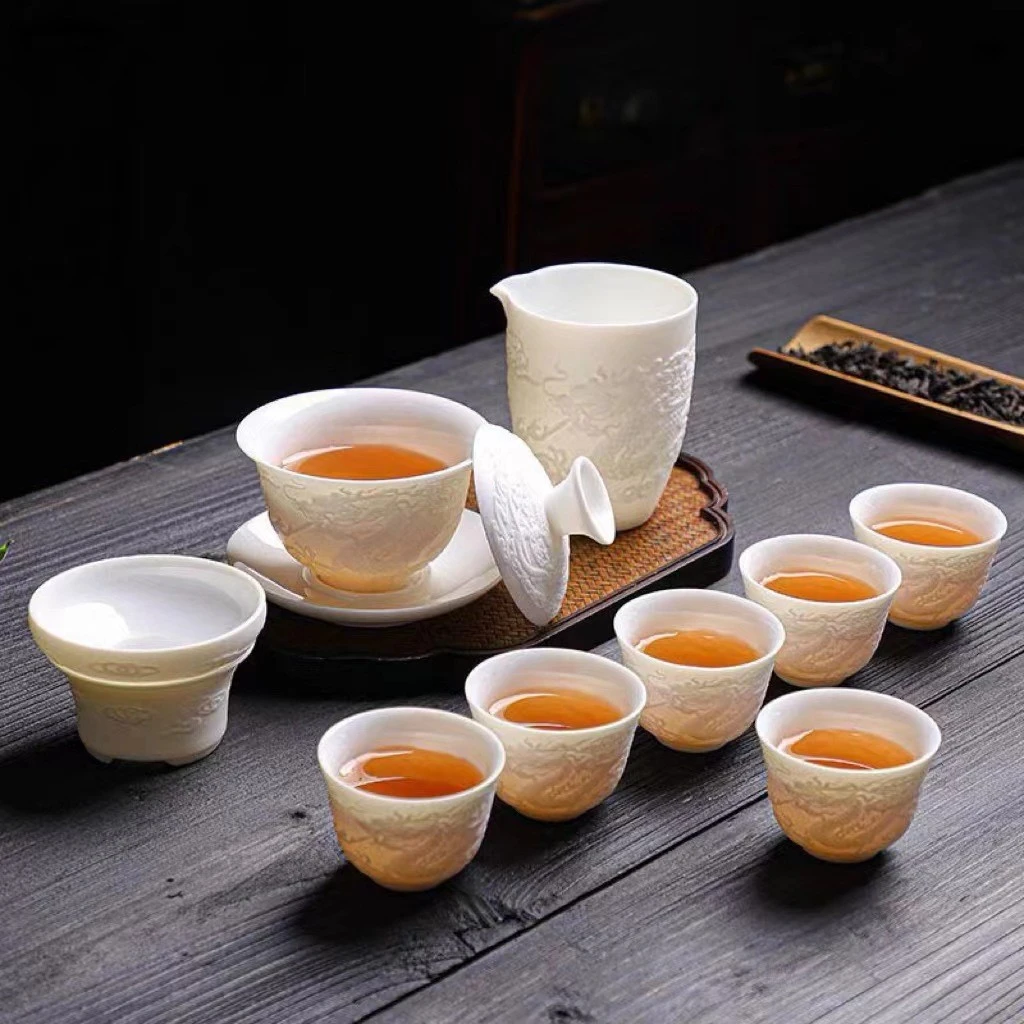 2025新款中式茶具瓷器羊脂玉白瓷功夫茶具家用会客功夫泡茶具