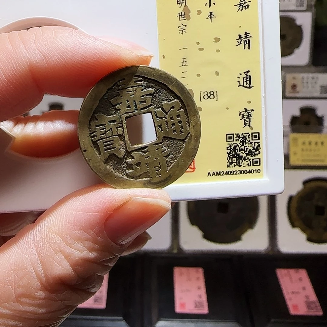 铜GY嘉靖通宝肥字闻德88分4010