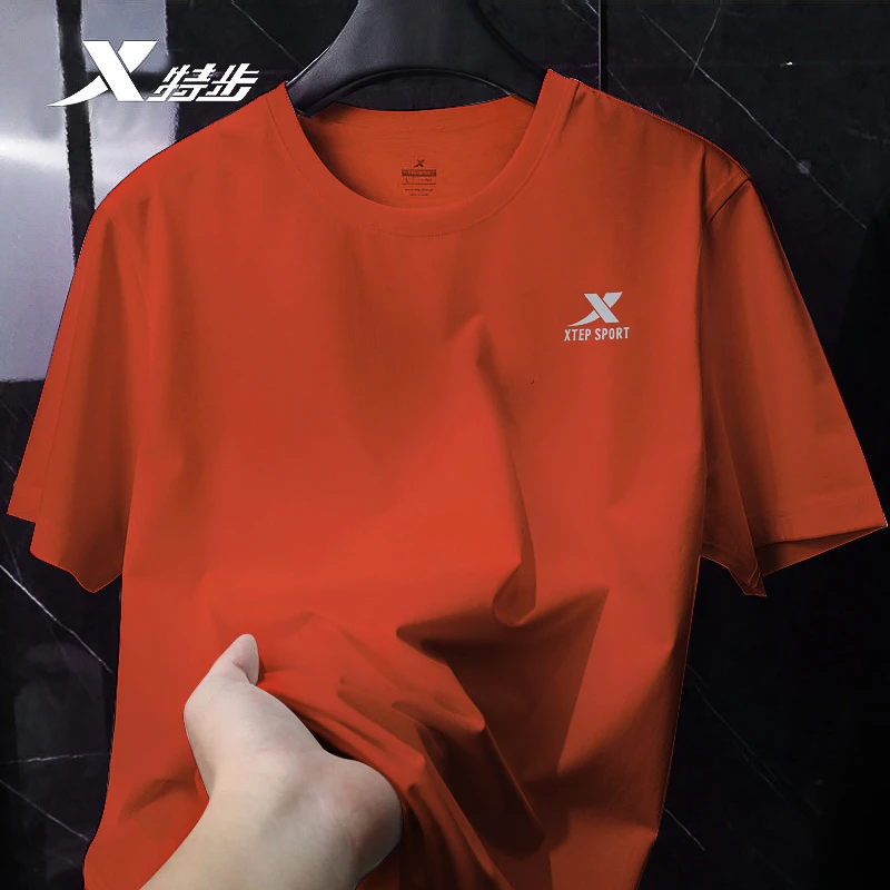 特步短袖T恤男士速干衣2026夏季宽松圆领冰丝大码运动百搭半袖男