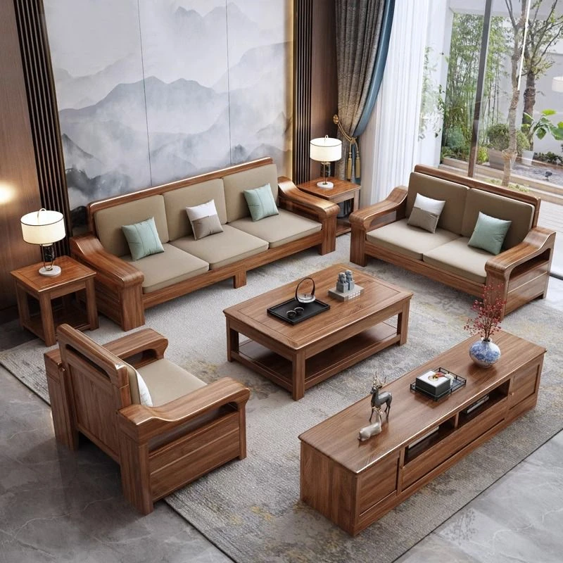 2025新款胡桃木沙发全实木现代简约冬夏两用储物客厅酒店家用家具