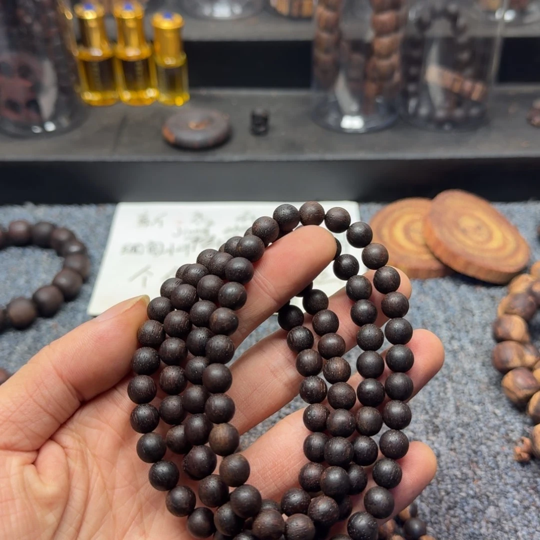 藤类0.8×108颗降真香多圈圆珠紫黄油