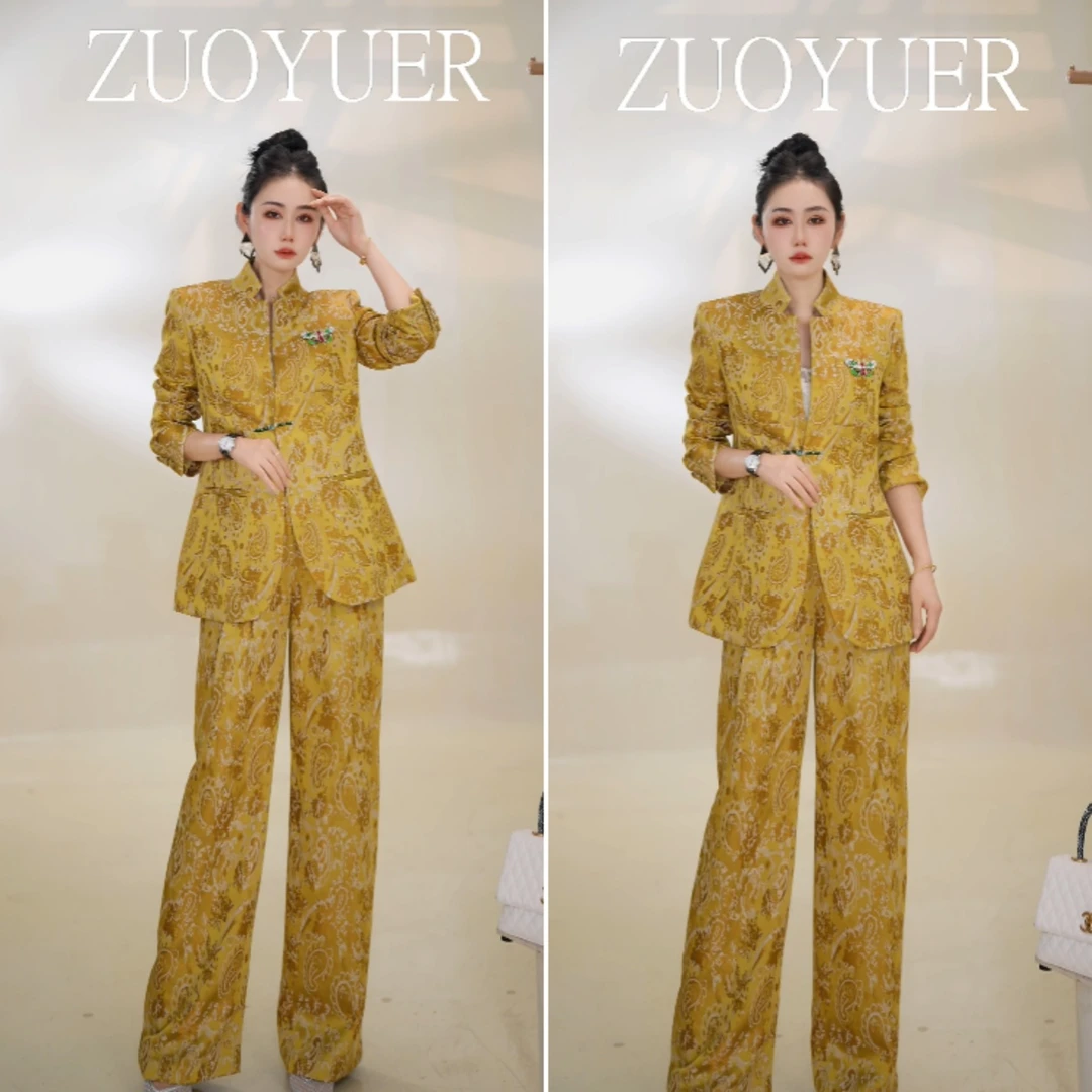 【Z.YE】秋季新款套装新中式时尚套装休闲风阔腿裤设计师套装