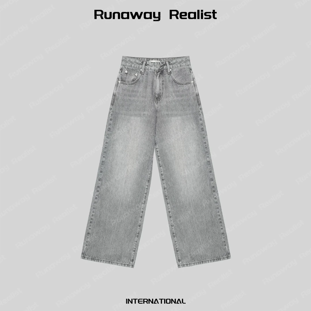【RUNAWAY REALIST】甜酷风灰色显瘦直筒牛仔裤 K087
