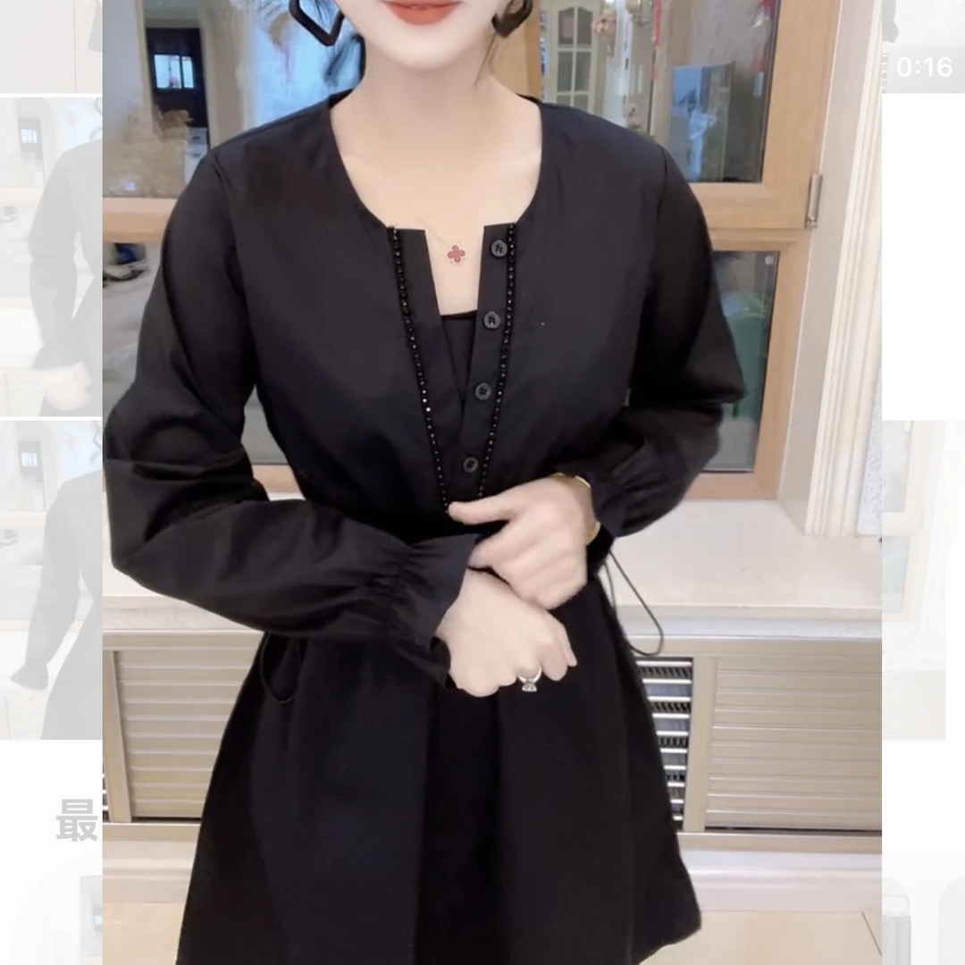 秋冬季法式蕾丝灯笼袖收腰优雅设计感气质显瘦百搭连衣裙女中长裙