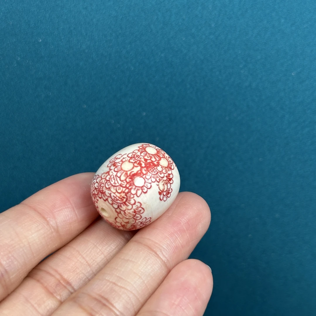 D1041天然猛犸牙彩绘桶珠18.5x21mm支持鉴定 假一罚四