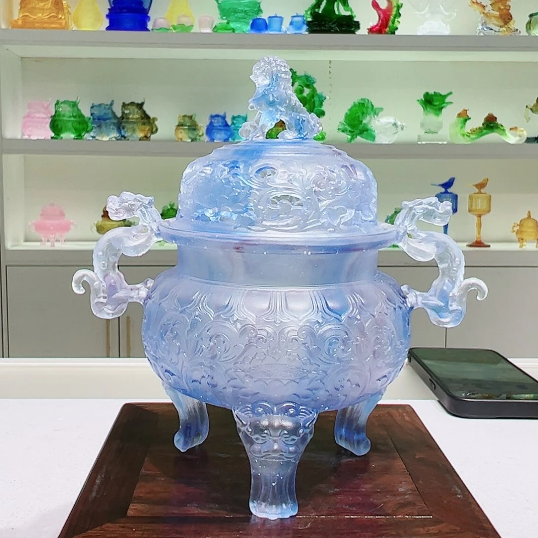 【闪购商品】手工艺品琉璃粉烧帝王香炉