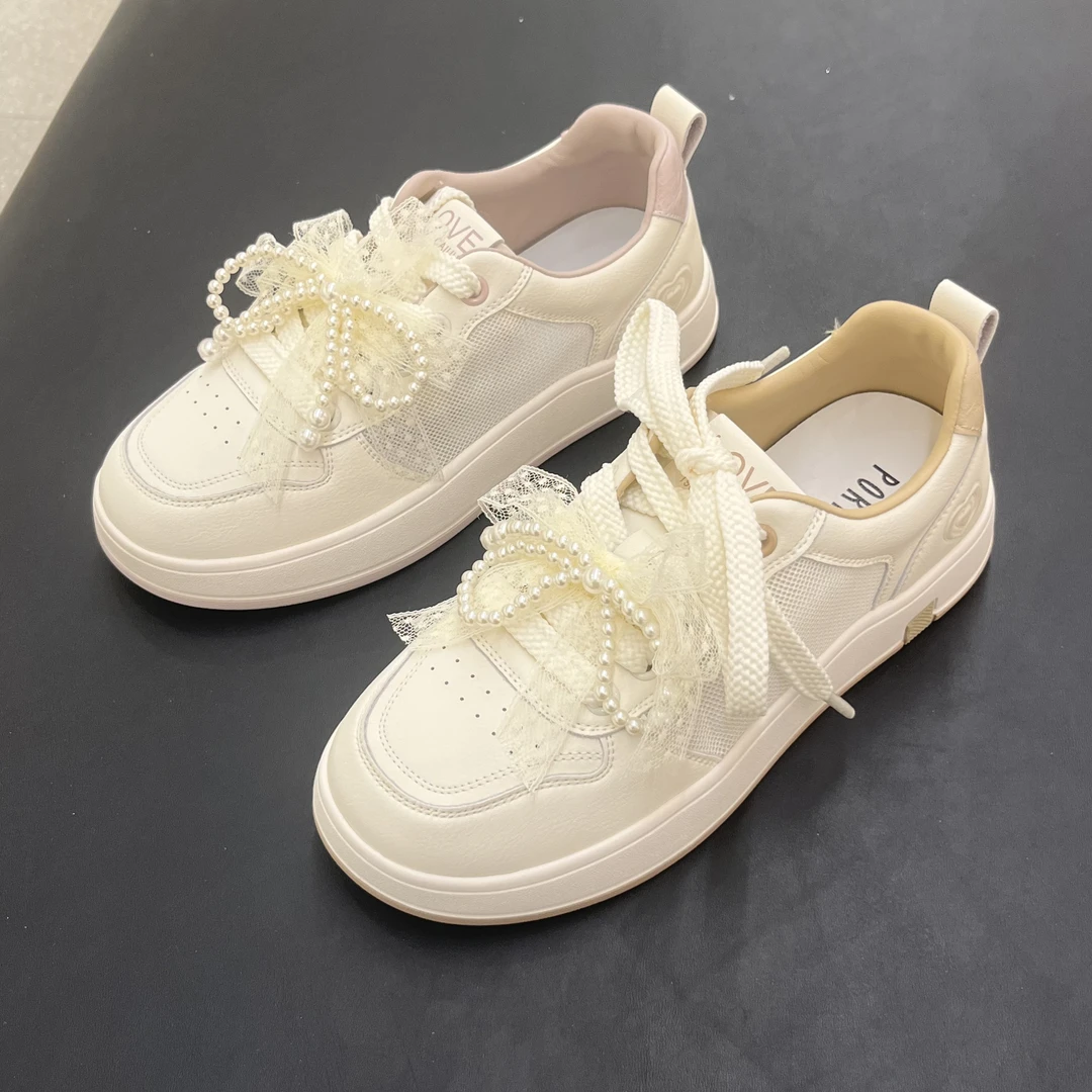 波斐女款珍珠网面板鞋休闲鞋 983-981