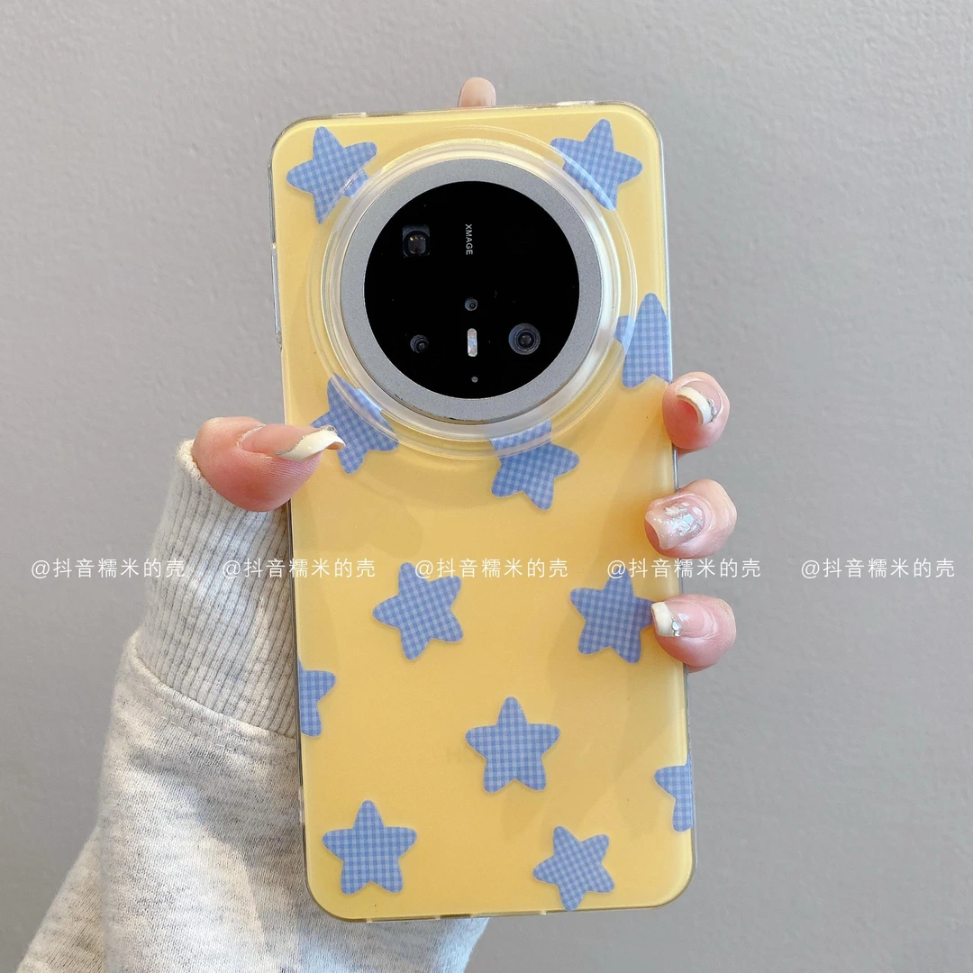 （华为mate系列）IMD奶油壳适用华为mate70pro/60/50格纹星星手机壳