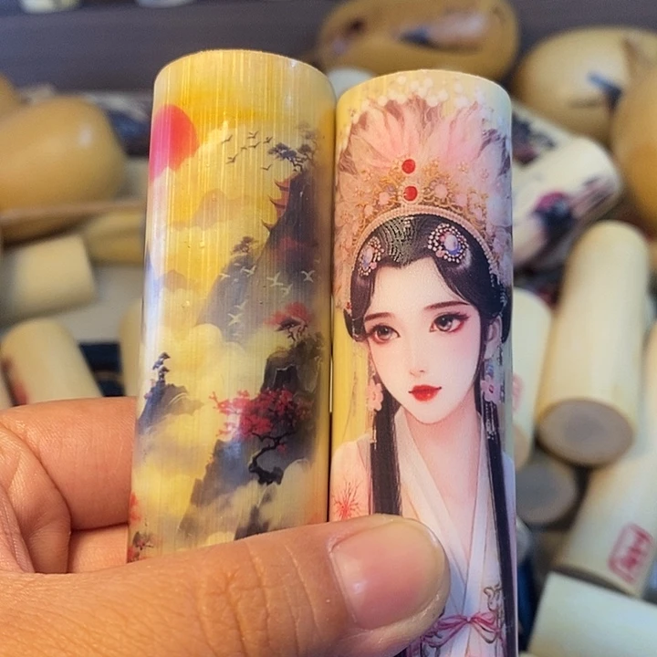 竹实心竹手把件彩绘小白025