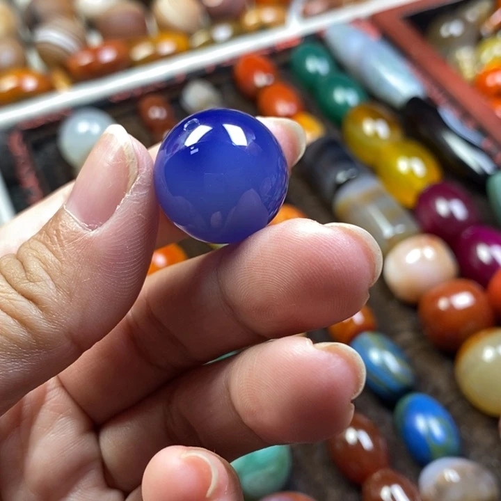 未镶嵌玛瑙/玉髓珠宝半成品19.8mm蓝色单珠