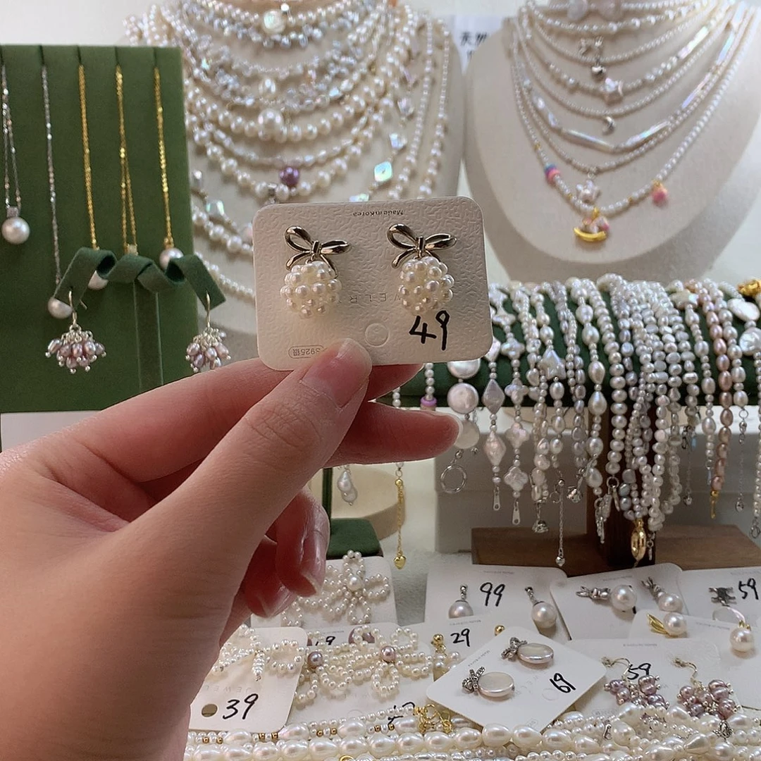 合金淡水珍珠耳饰