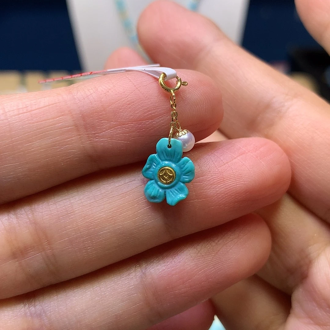 绿松石18K金镶嵌滴流