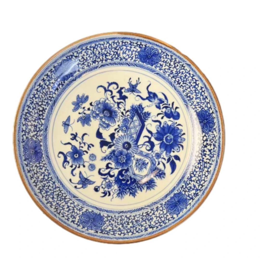 A99清光绪青花博古图青花赏盘