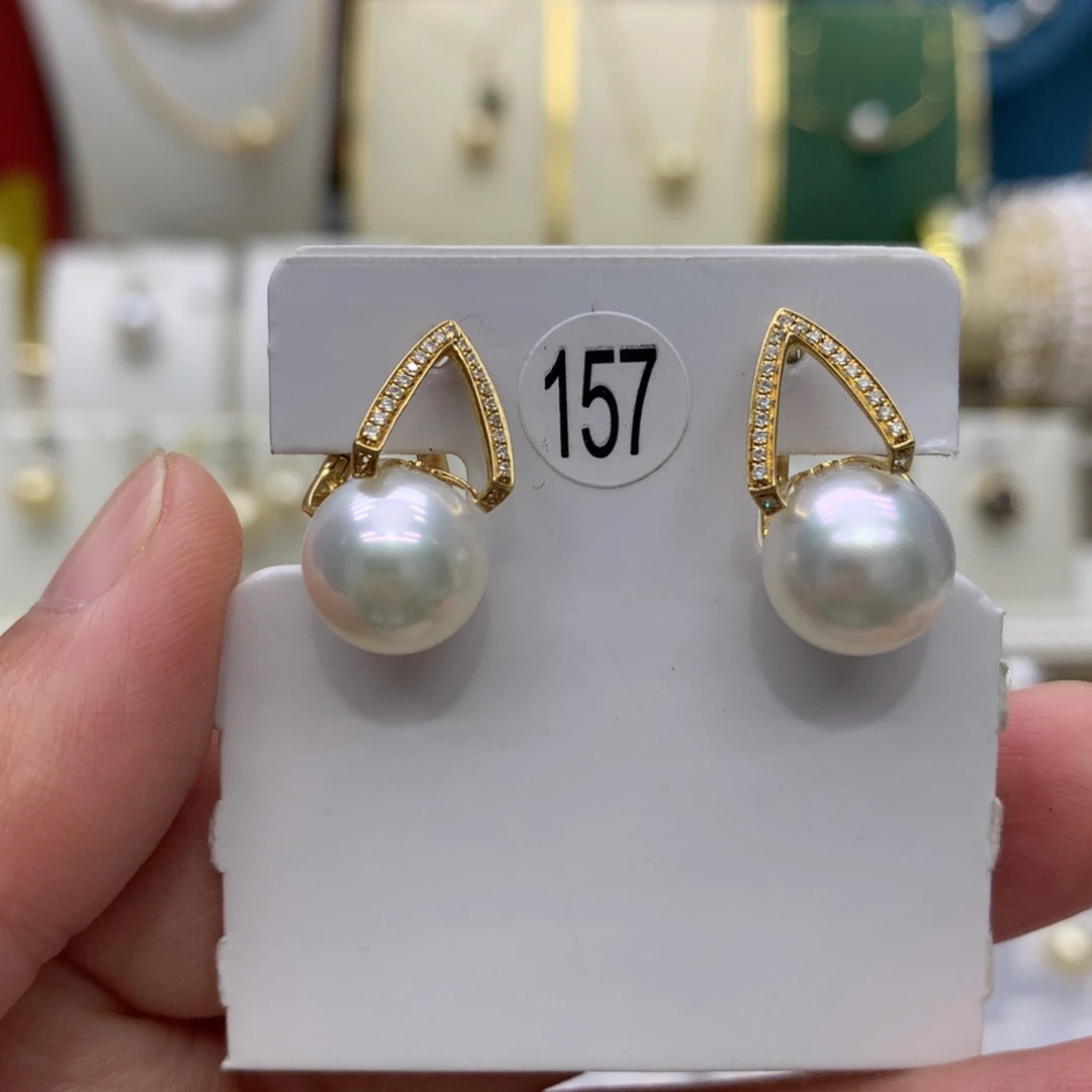 海水珍珠耳饰18K金镶嵌