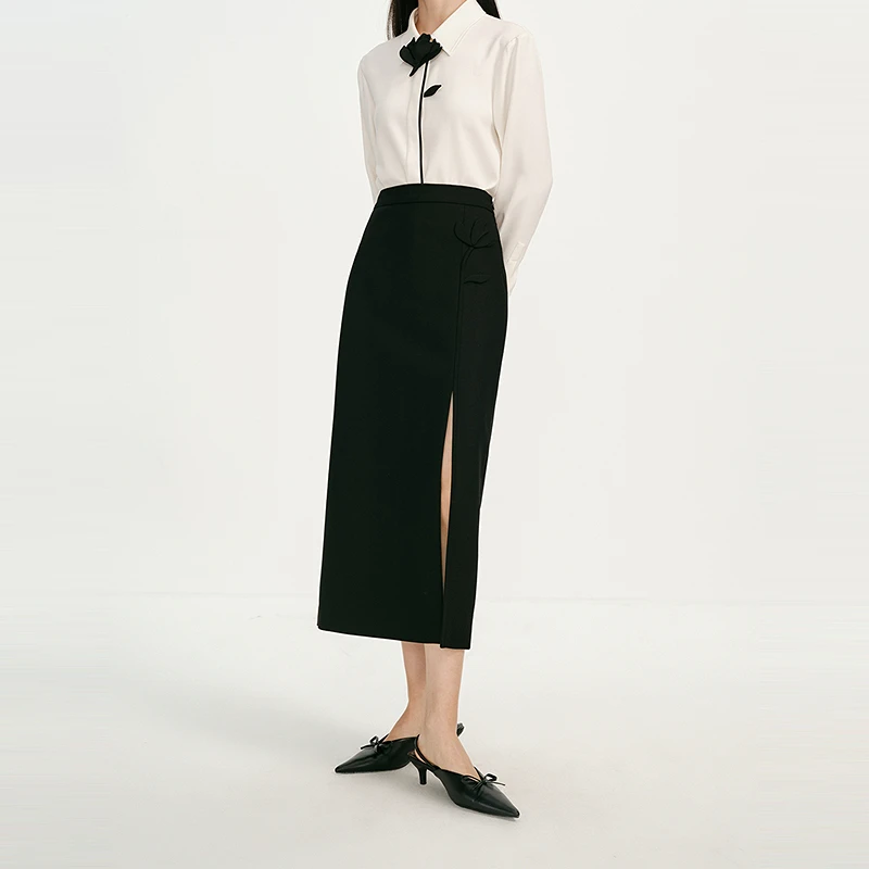 【商场同款】HPLY荷比俪25春直筒简约优雅长裙半身裙HMF12700050