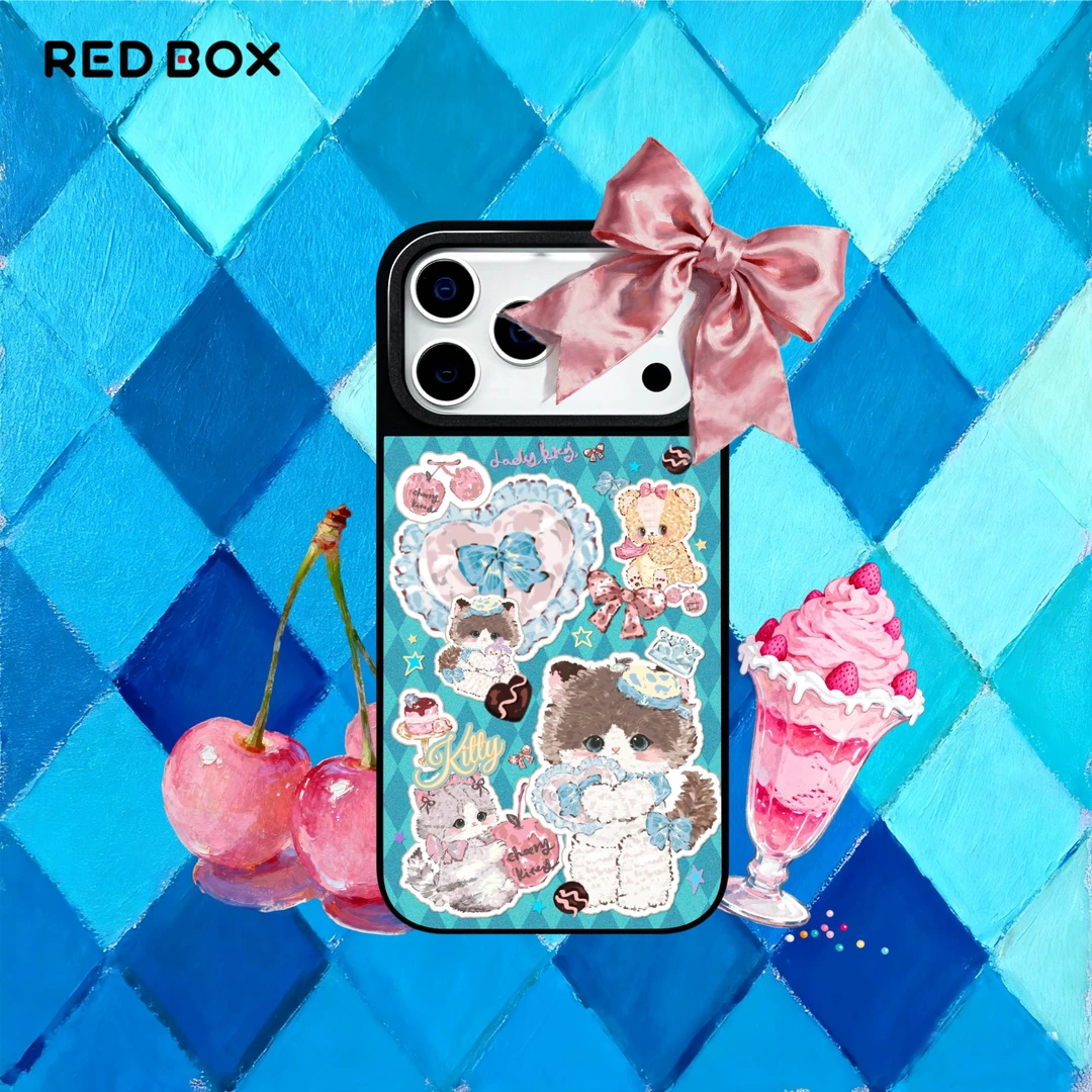 REDBOX“抱抱猫”iPhone13-17原创磁吸磨砂镭射手机壳