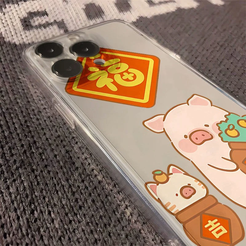 蛇套可爱小猪太空手机壳适用于苹果16透明iphone14保护壳1512pro