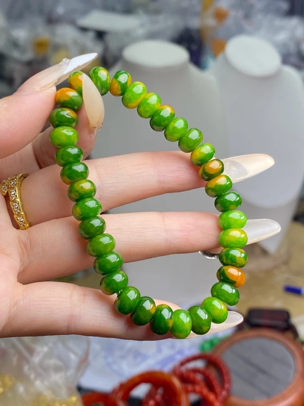 8mm孔雀舒精美算盘手串-356