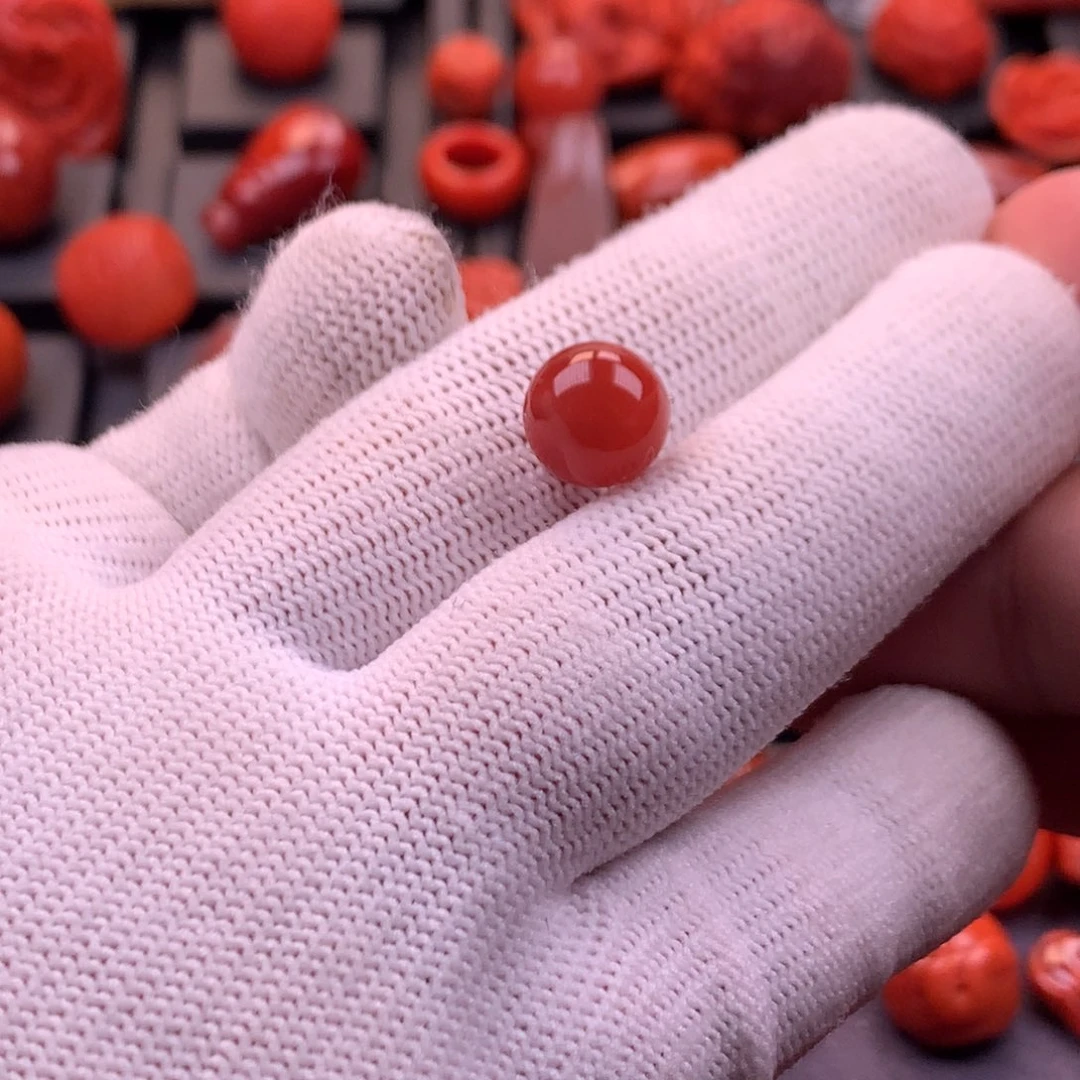 南红玛瑙未镶嵌川料原矿玫瑰红圆珠单珠10.2mm