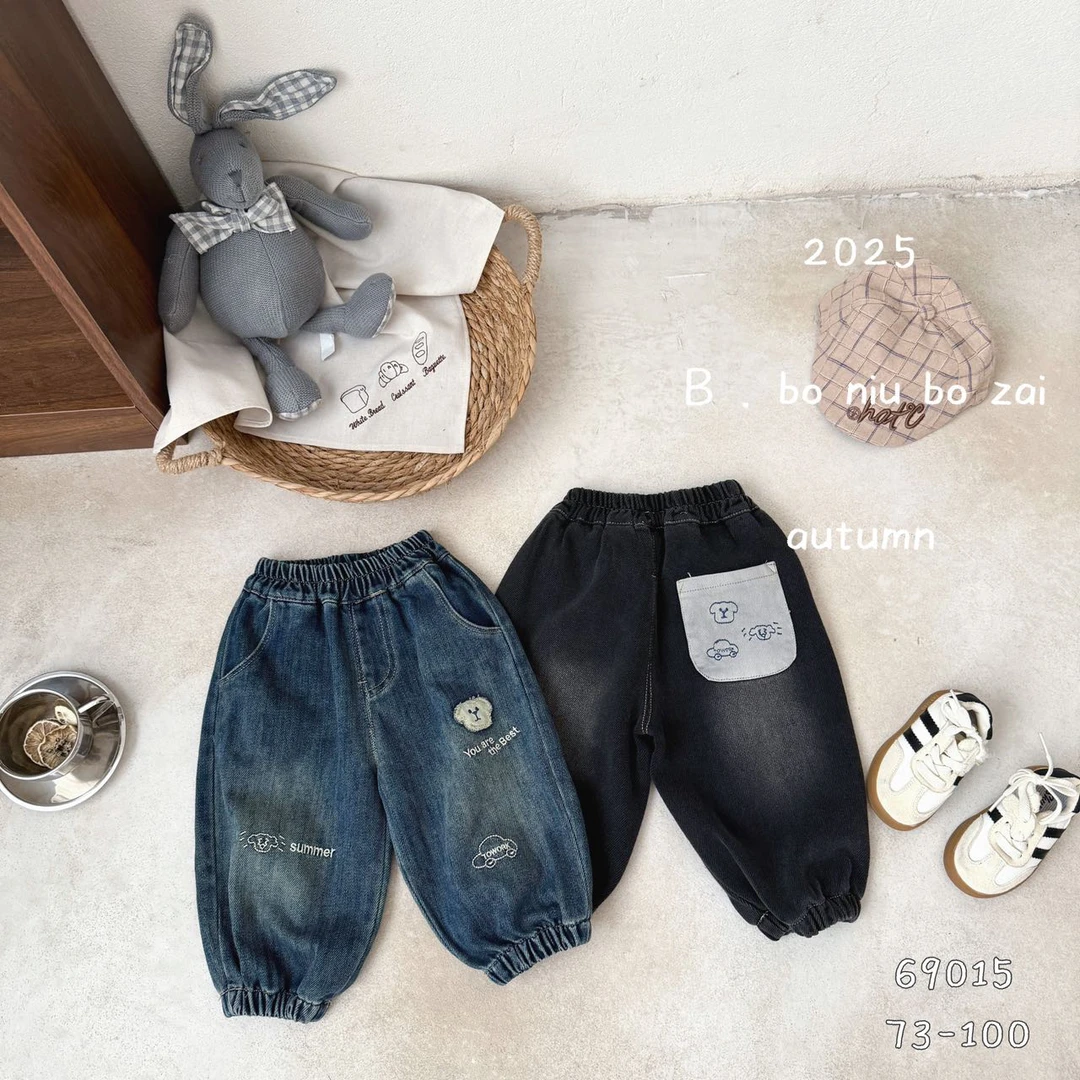 波妞秋季男宝小熊牛仔裤69015