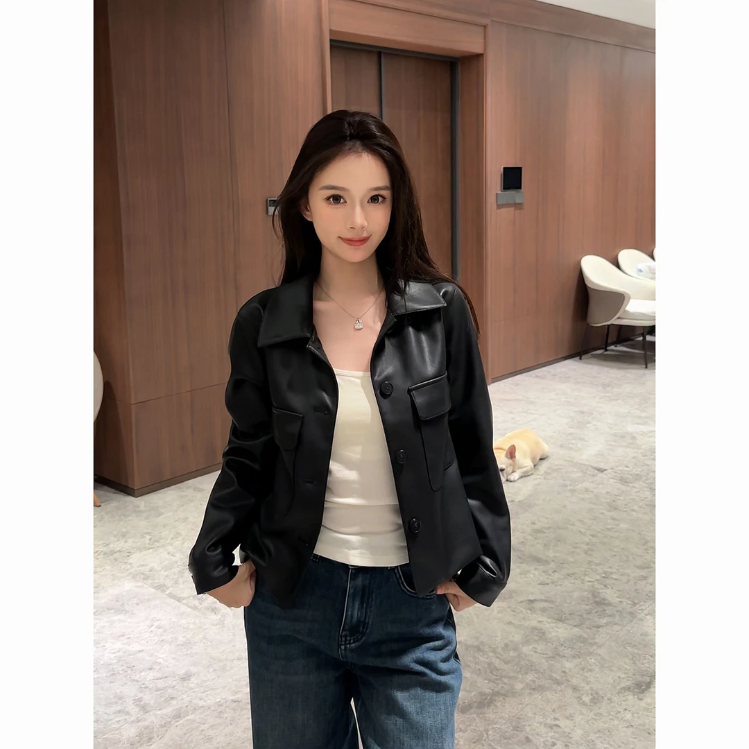 【痘痘私服】|【可持续静奢】麂皮绒复古翻领夹克皮衣