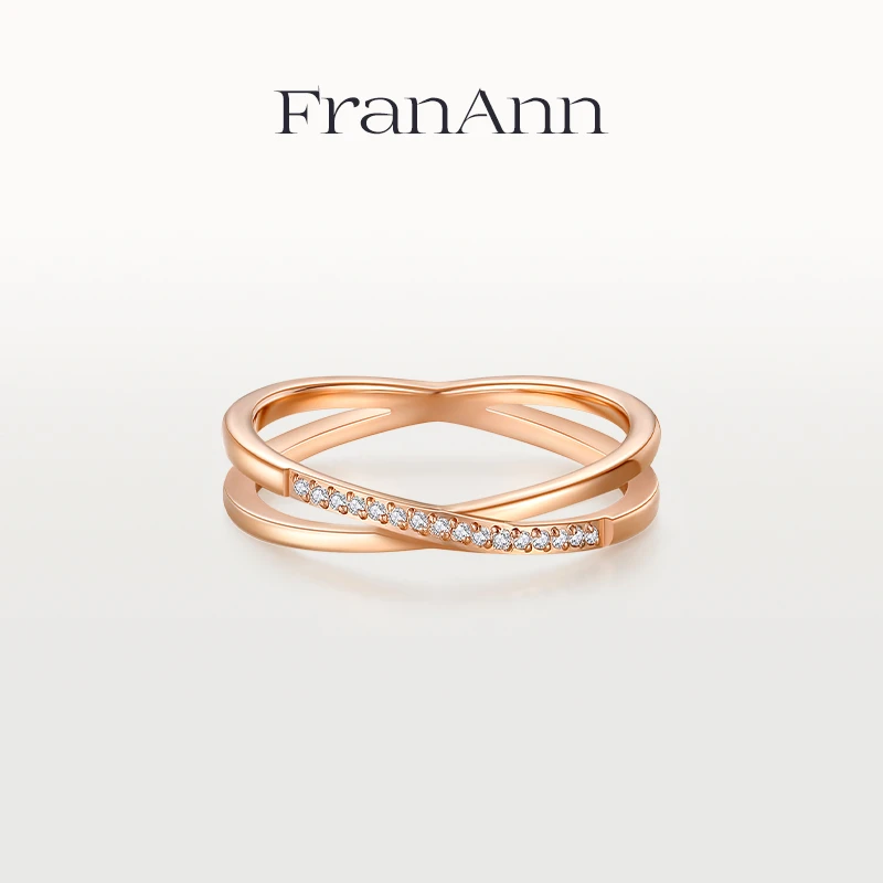 合金戒指 【交叉16钻戒指】碎钻排钻通勤时尚个性设计小众18K玫瑰金
