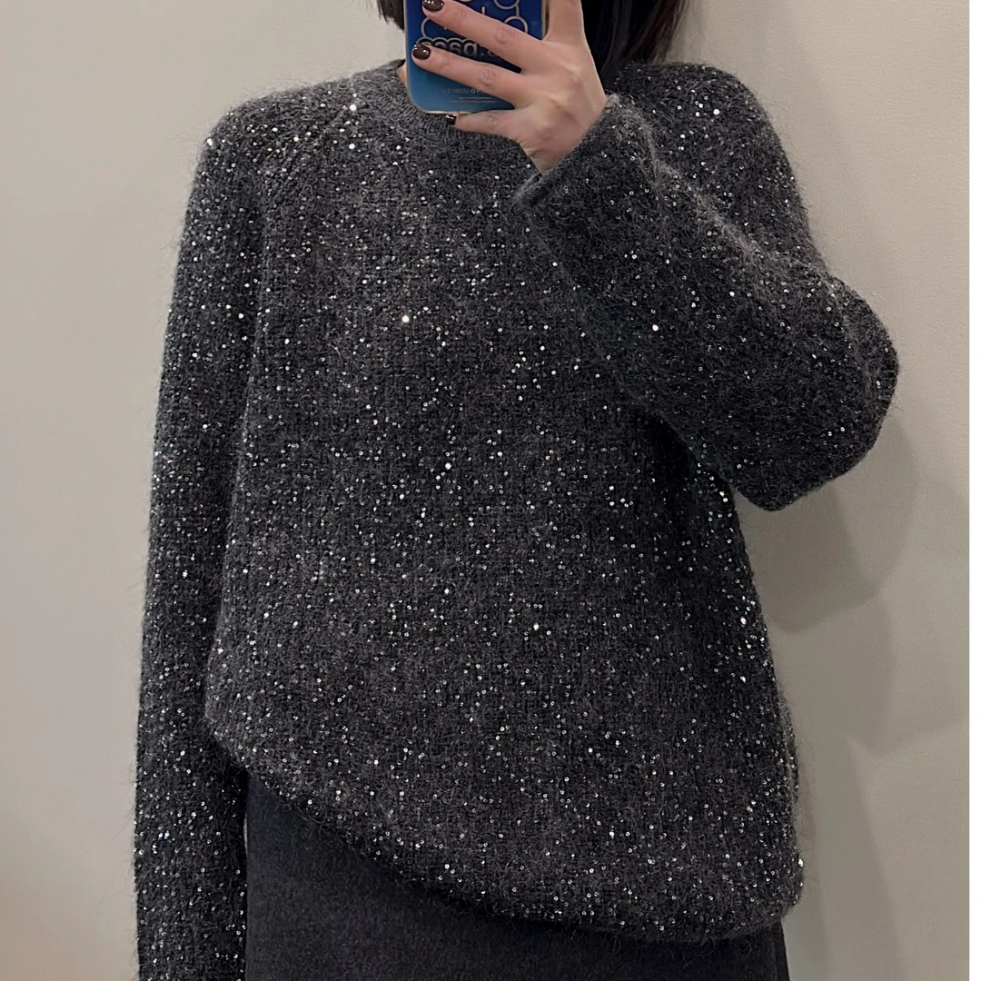 (241139小众高定系列毛衣)2024冬款高品质韩版显瘦气质毛衣