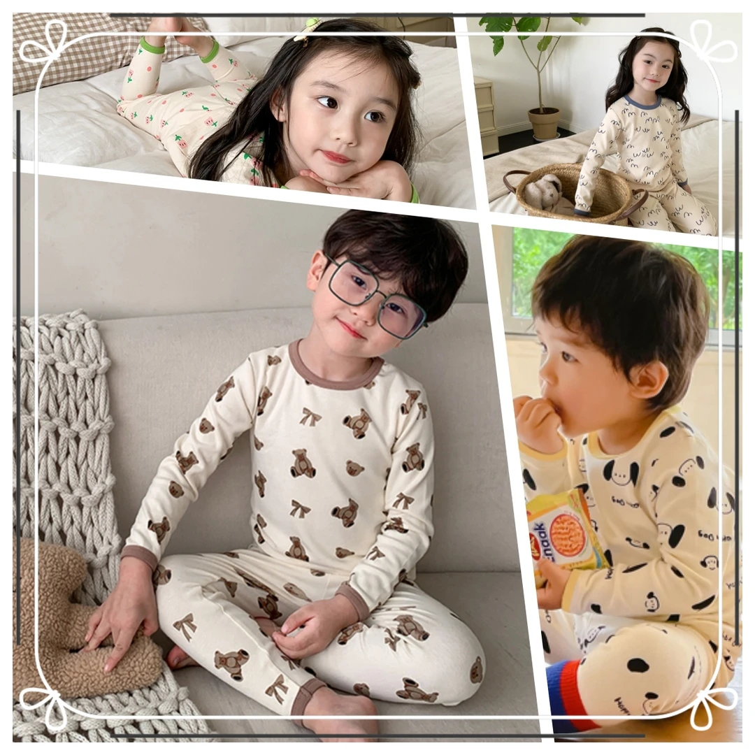 2025秋季儿童满印绒感衣保暖内衣德绒套装春秋男女童秋衣秋裤儿童