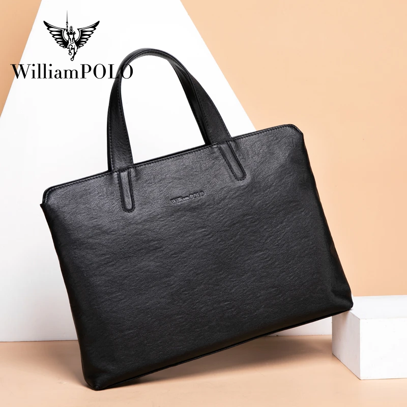 英皇保罗真皮商务包头层牛皮高端植鞣皮公文包手提包高档轻奢简约