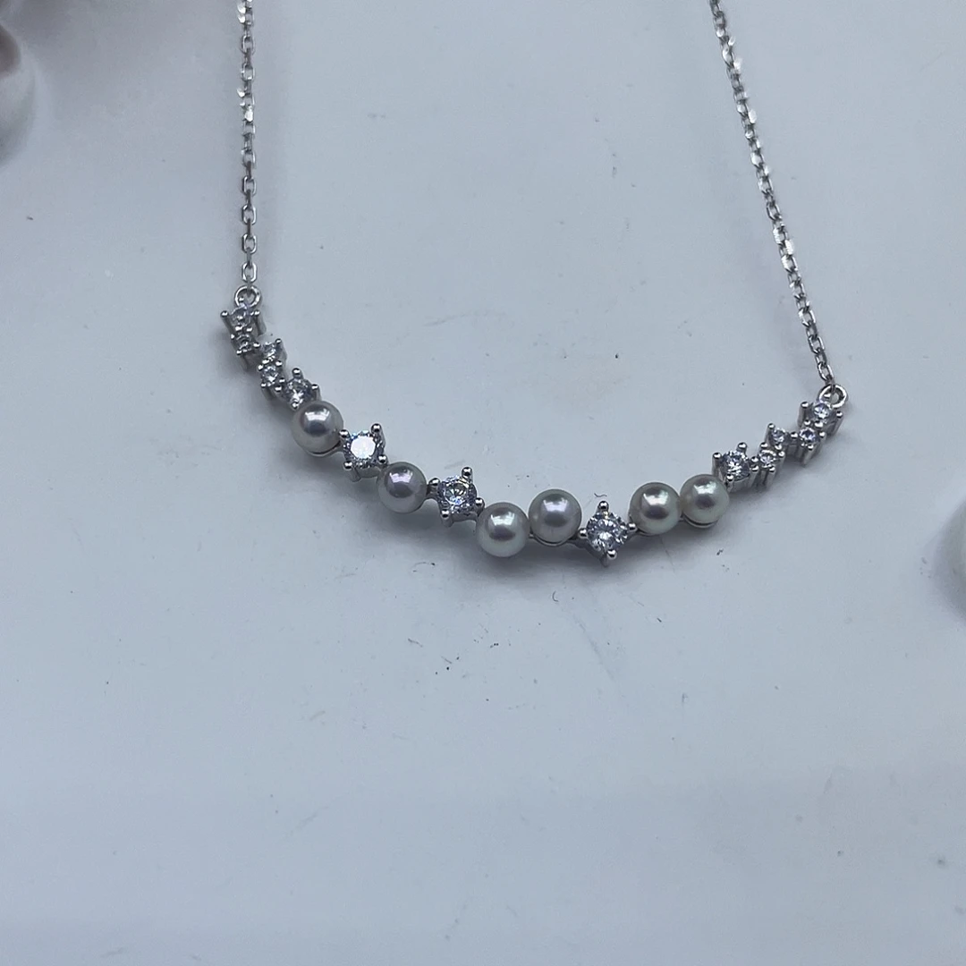 海水珍珠银S925镶嵌项链