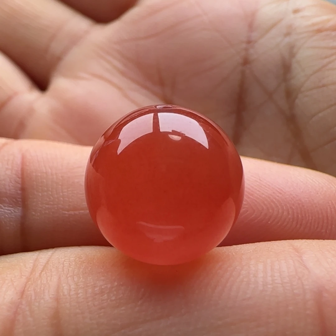 南红玛瑙未镶嵌圆珠14.2孔马牙