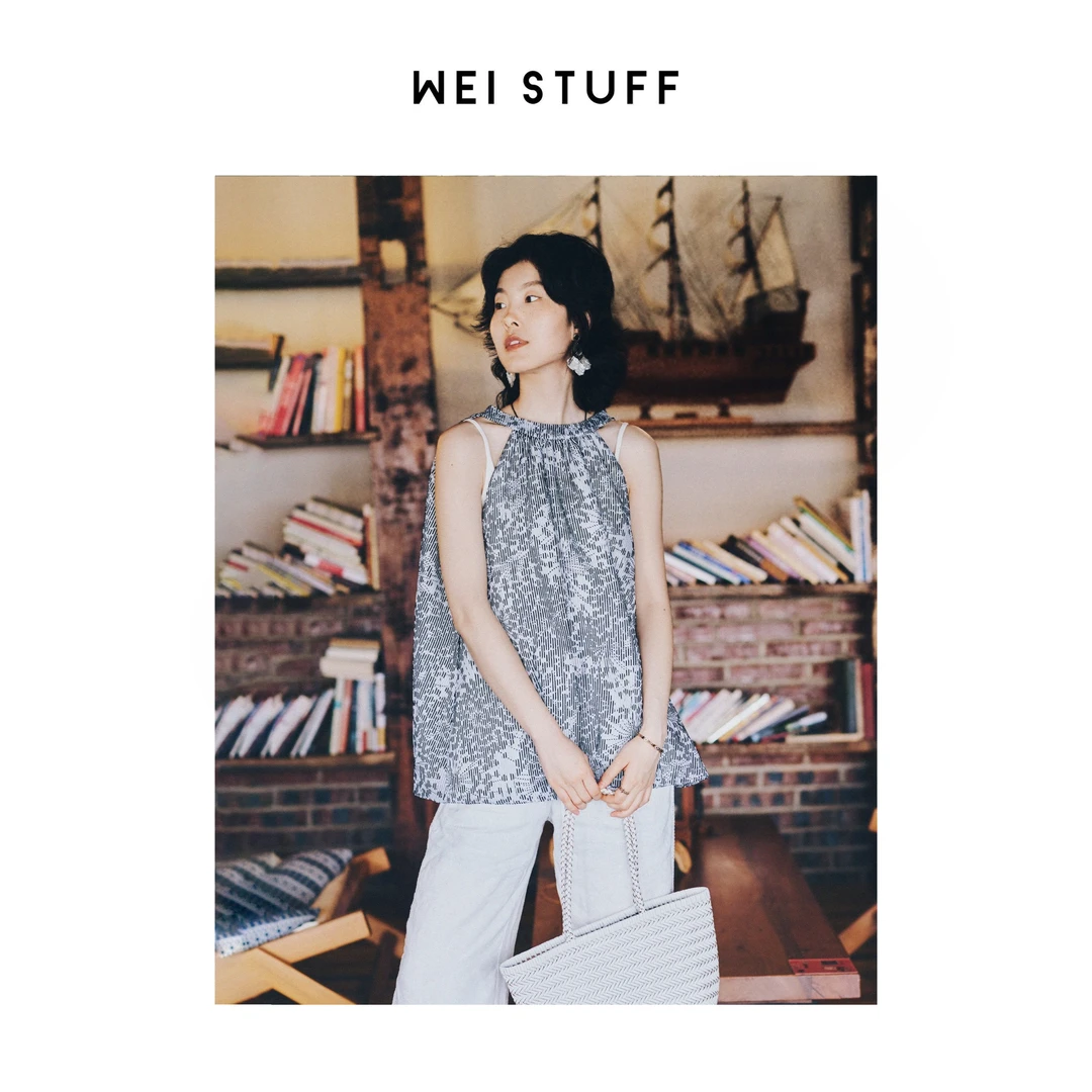 WEI STUFF 春季极简主义时尚气质百搭休闲挂脖式无袖背心 8882