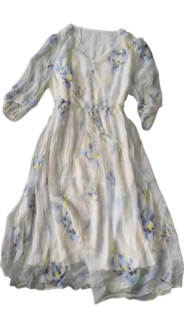 白色桑蚕丝连衣裙105 L码