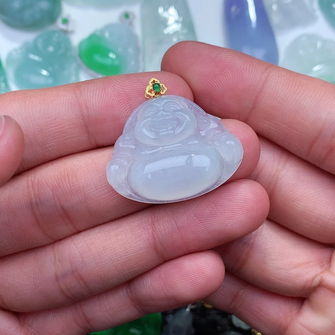 翡翠吊坠(不含链)18K金镶嵌