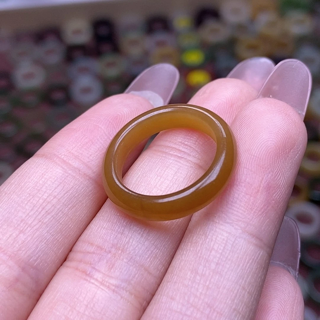 和田玉戒指未镶嵌16.9红糖