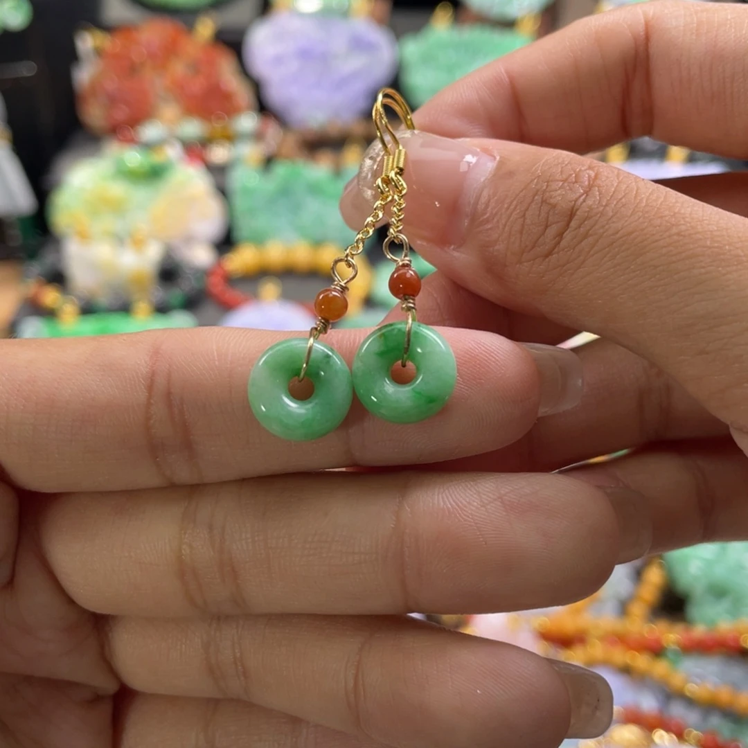 翡翠未镶嵌耳饰代编织