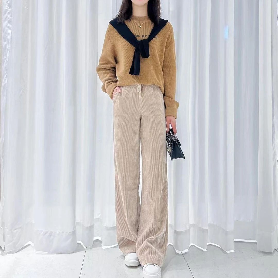 哥家正品活动高腰显瘦百搭垂感雪尼尔长裤 1100280-4232753-001